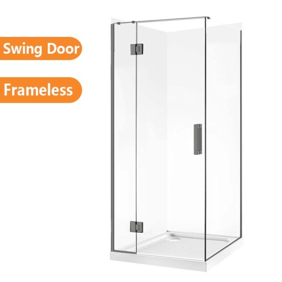 900*900*1950mm Gunmetal Grey Frameless Swing Door Square Shower Box 900*900*1950mm Gunmetal Grey Frameless Swing Door Square Shower Box